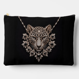 Luxus-Schwarz & Gold-Leoparden-Blumen-Diamant Zubehörtasche