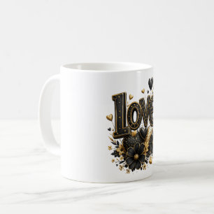 Luxus-Schwarz & Gold Love T-Shirt Elegant Romant Kaffeetasse