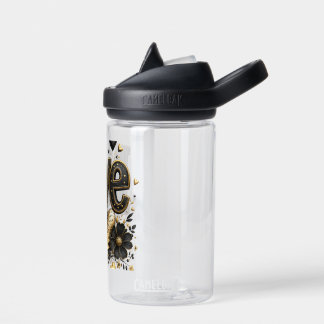 Luxus-Schwarz & Gold Love T-Shirt | Eleganter Roma Trinkflasche