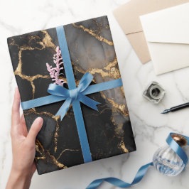 Luxus Schwarz Gold Marmor Luxuriöses abstraktes Mu Geschenkpapier