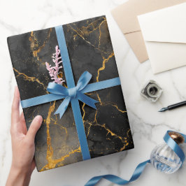 Luxus Schwarz Gold Marmor Luxuriöses abstraktes Mu Geschenkpapier