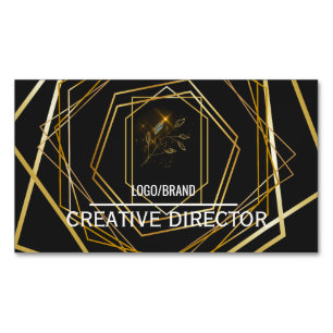 Luxus Schwarz & Gold Minimal Professionell Geschäf Magnetische Visitenkarte