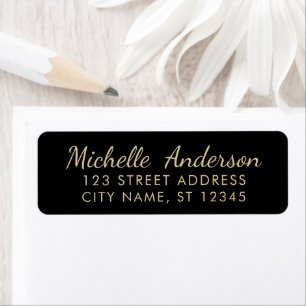 Luxus-Schwarz-Gold-Minimal-Script-Rücksendeadresse