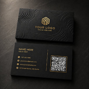 Luxus Schwarz Gold Modern QR Code Immobilien Visitenkarte