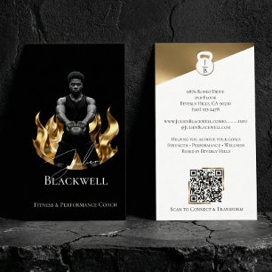 Luxus Schwarz Gold Personal Trainer Fitness Foto Visitenkarte