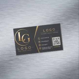Luxus Schwarz & Gold QR-Code Visitenkarte | Elegan Magnetische Visitenkarte