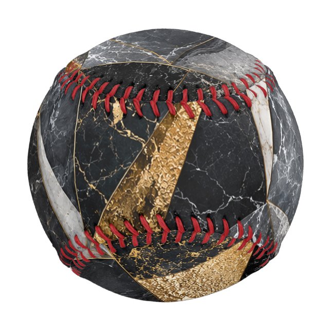 Luxus-Schwarz-Gold-Smaragd-Marmor Baseball (Rückseite)