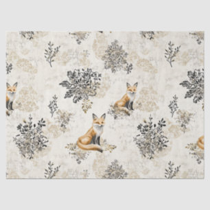 Luxus-Schwarz- und Gold-Botanik-Fuchs-Kunst (1) Seidenpapier