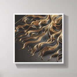 Luxus-Schwarz und Gold-Filigranwellen - Elegant 3D Leinwanddruck