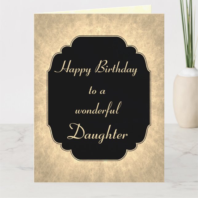 Luxus Schwarz und Gold Happy Birthday Daughter Karte (Vorderseite)