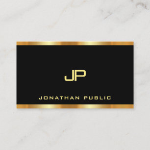 Luxus Schwarz und Gold Moderne Mit Monogramm Vorla Visitenkarte