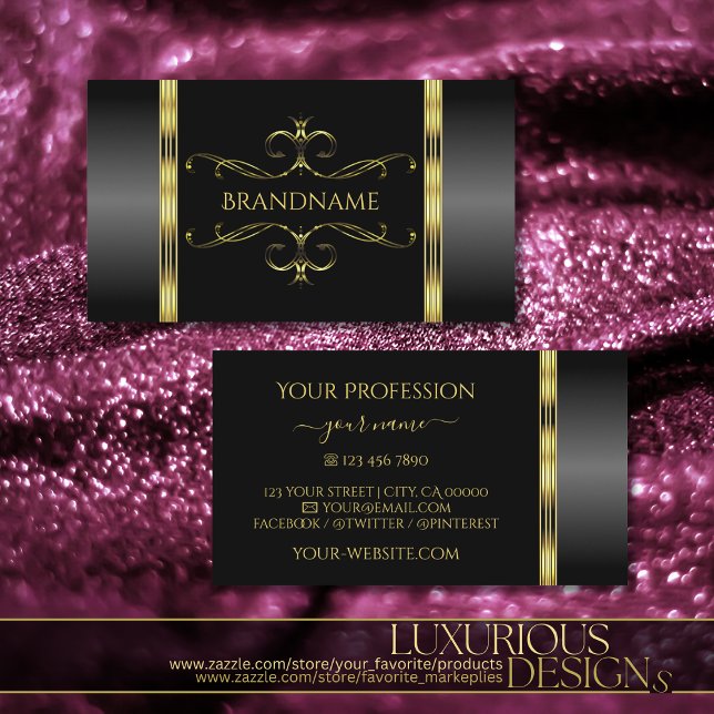 Luxus Schwarz und Gold Verzierte Ornamental Golden Visitenkarte (Von Creator hochgeladen)