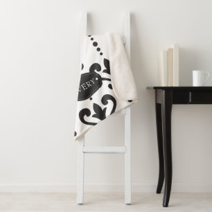 Luxus Schwarz und Weiß Personalisiert Sherpadecke