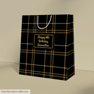 Luxus-Schwarze-Hochzeit-Geschenktasche mit Namen Mittlere Geschenktüte