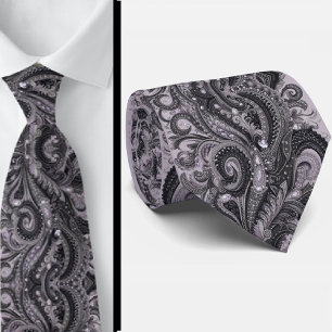 Luxus-Schwarze-Lavendel-Paisley-Diamant-Halskrawat Krawatte