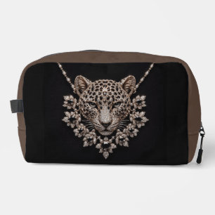Luxus-Schwarze- und Gold-Leopard-Floral-Diamant-Ha Waschbeutel