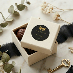 Luxus Schwarze und Goldene  Goldene Bogen Hochzeit Runder Aufkleber
