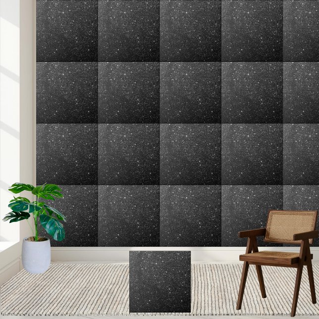 Luxus Schwarzer Glitzer Frische Pasta machen Fliese (Luxury Black Glitter Sparkle Elegant & Modern Ceramic Tile)