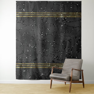 Luxus schwarzer monochromer Glamour-Hintergrund Wandteppich