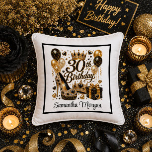 Luxus-Schwarzes-Gold-Glitzer-30.-Geburtstags-Kisse Kissen