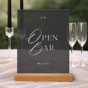 Luxus-Schwarzes-Open-Bar-Schild Black-Tie-Hochze Acrylschild