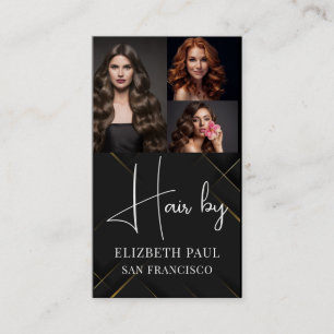 Luxus-Schwarzgold-Glitterlinien mit Foto-Images Visitenkarte