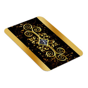 Luxus-Schwarzgold-Ornament-Diamant-Design Magnet