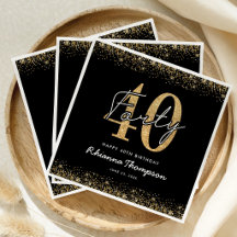 Luxus-Schwarzgoldene Geburtstagsservietten zum 40.