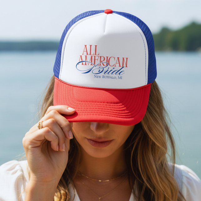 Luxus-Script All American Bride Bachelorette Truckerkappe (Luxury Script All American Bride Bachelorette Trucker Hat)
