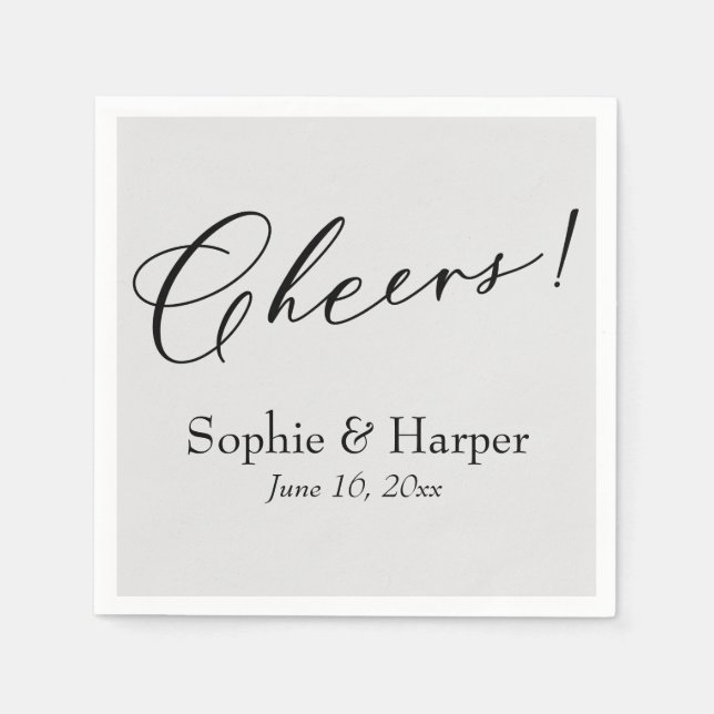 Luxus Script Simple Typografie Cheers! Grau Serviette (Vorderseite)