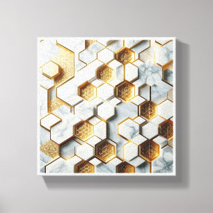 Luxus-Sechseck-Marmor & Gold-Mosaik - Moderne Geom Leinwanddruck