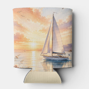 Luxus-Segelyacht bei Sonnenaufgang Aquarell Dosenkühler