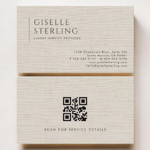 Luxus-Service-Anbieter Neutrales Leinen-QR-Code Visitenkarte