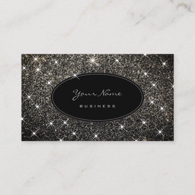 Luxus Silberner Glitzer Glam Luminous Stars Elegan Visitenkarte (Vorderseite)