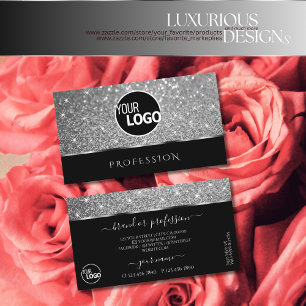 Luxus Silberner Glitzer Glimmery Stars Schwarzes L Visitenkarte