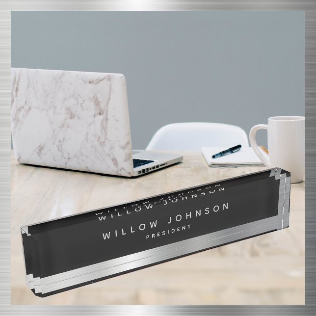 Luxus Silver Classy Führungskraft Business Geschen Namensplakette (Luxury Silver Gold Classy Executive Business Gift Desk Name Plate)