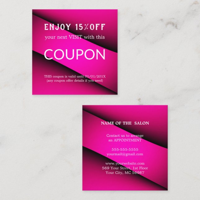 Luxus Silver Glitzer Salon Supplies Rabattkarte (Vorne/Hinten)