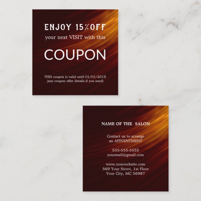 Luxus Silver Glitzer Salon Supplies Rabattkarte (Vorne/Hinten)