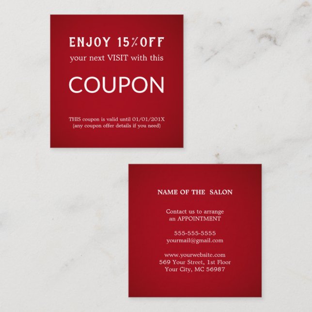 Luxus Silver Glitzer Salon Supplies Rabattkarte (Vorne/Hinten)