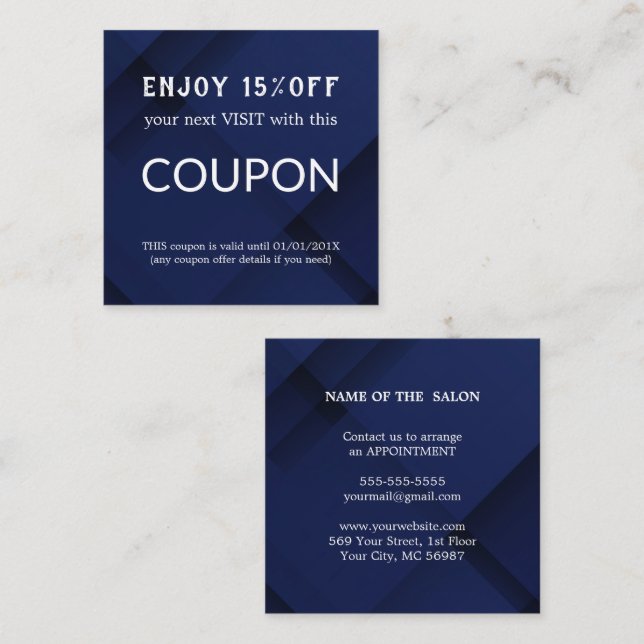 Luxus Silver Glitzer Salon Supplies Rabattkarte (Vorne/Hinten)