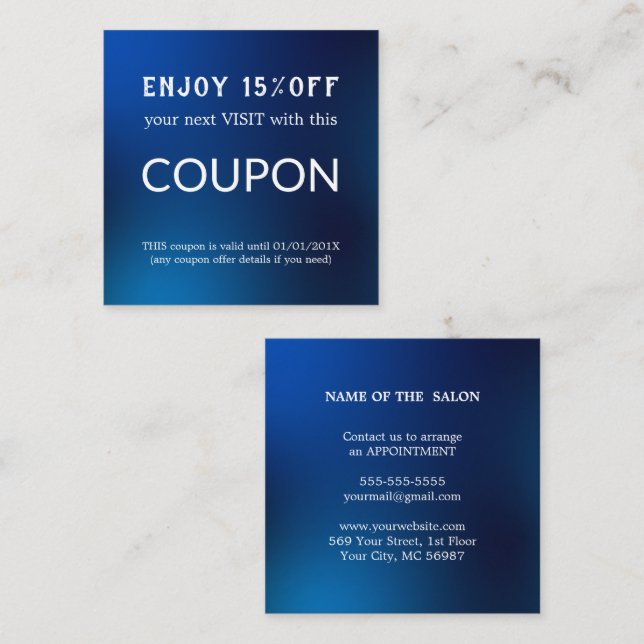 Luxus Silver Glitzer Salon Supplies Rabattkarte (Vorne/Hinten)