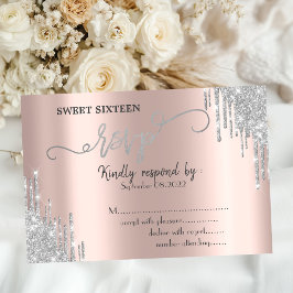Luxus Silver Glitzer Tropfen Sweet 16 UAWG Einladung