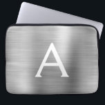 Luxus Silver Stainless Steel Monogram Laptopschutzhülle<br><div class="desc">Luxuriöse Silber Imitate Edelstahl Elegant Monogram Schlauch. Diese Hülle kann auf Ihren Anfangs- und Vornamen angepasst werden.</div>