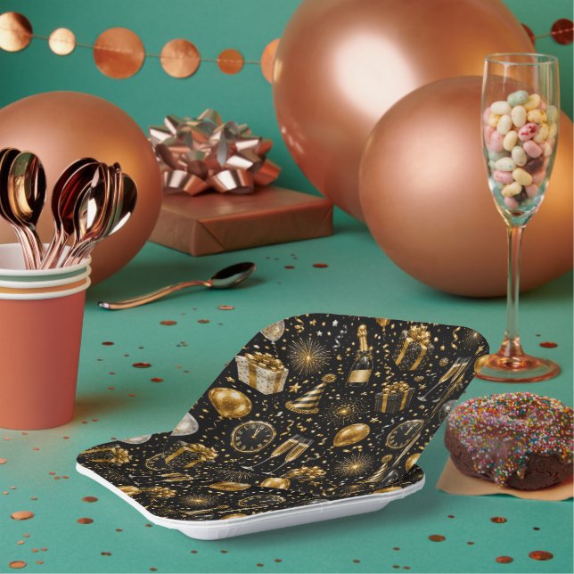 Luxus-Silvester-Feiermuster Quadratisch Pappteller (Multi)