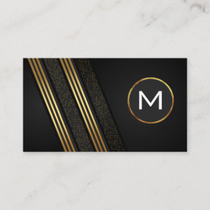 Luxus Sleek Gold Schwarz Streifen mit Muster Visitenkarte