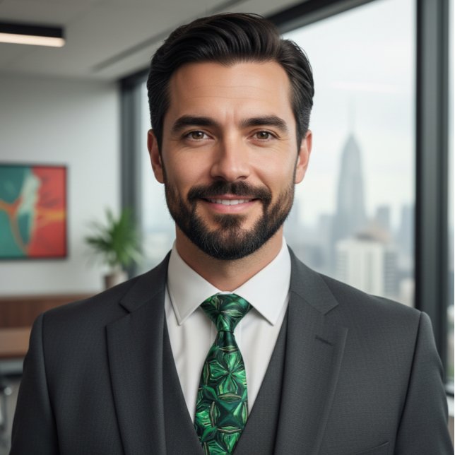 Luxus-Smaragd-Edelstein geometrisches Muster Krawatte (Von Creator hochgeladen)