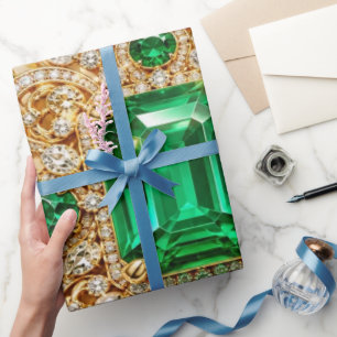 Luxus Smaragdgrün Juwelen Weihnachtsverpackung Pa Geschenkpapier