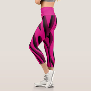 Luxus Soft Pink 3D Zebra Wave Capri Leggings