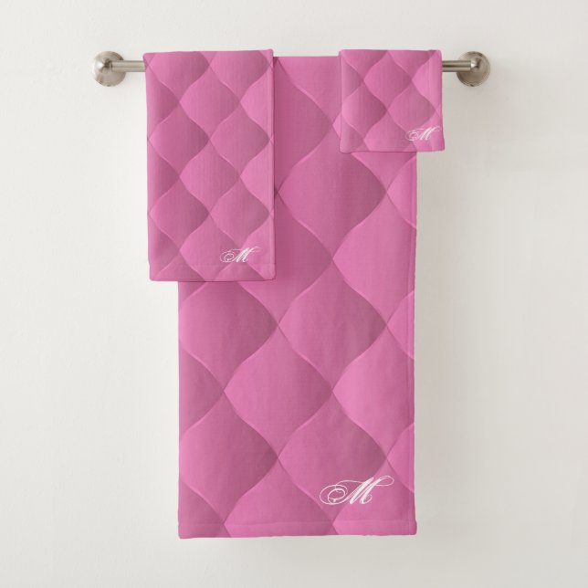 Luxus Soft Pink Mit Monogramm anpassen Badhandtuch Set (Insitu)