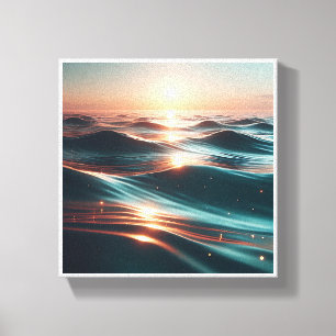 Luxus-Sonnenuntergang-Ozeanwellen - Abstrakte Meer Leinwanddruck